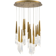 Schonbek Beyond BPD31421-AB - Solitude 21 Light 120-277V Multi-Light Pendant (Round Canopy) in Aged Brass with Optic Haze Quartz