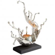 Cyan Designs 10204 - Aqueous Candleholder Nickel And Blue Mist Glass