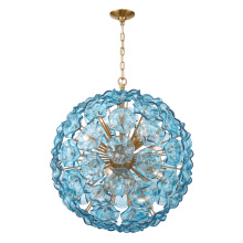 Crystorama ESM-4009-AG-BL - Esme 28'' Aged Brass Chandelier
