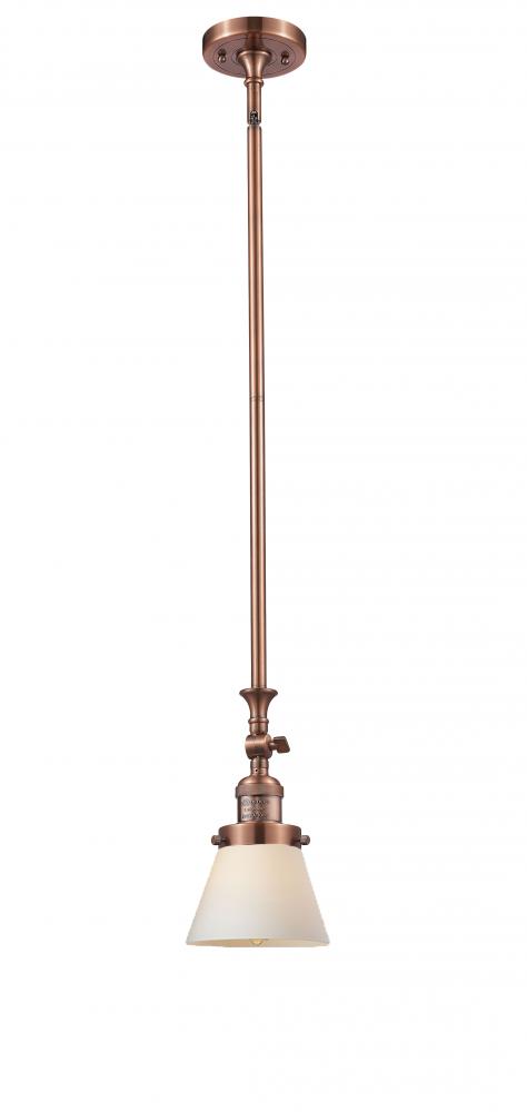 Cone - 1 Light - 6 inch - Antique Copper - Stem Hung - Adjustable Mini Pendant