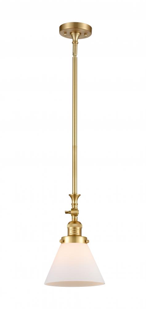 Cone - 1 Light - 8 inch - Satin Gold - Stem Hung - Adjustable Mini Pendant