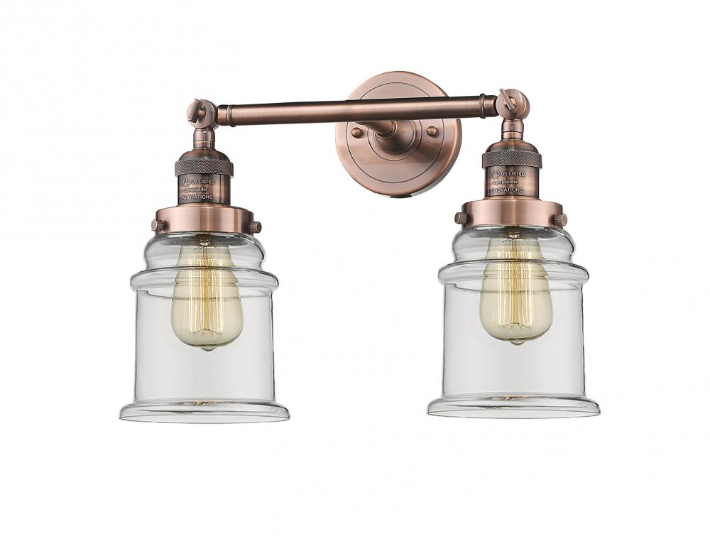 Canton - 2 Light - 17 inch - Antique Copper - Adjustable Bath Vanity Light