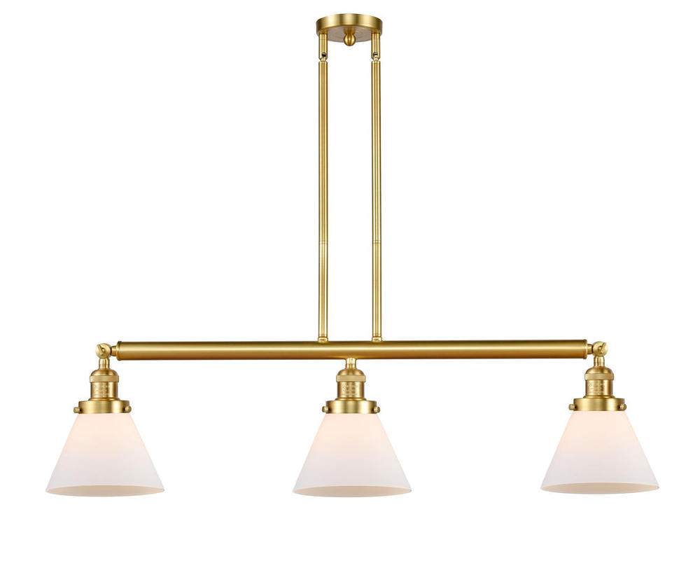 Cone - 3 Light - 40 inch - Satin Gold - Stem Hung - Adjustable Island Light