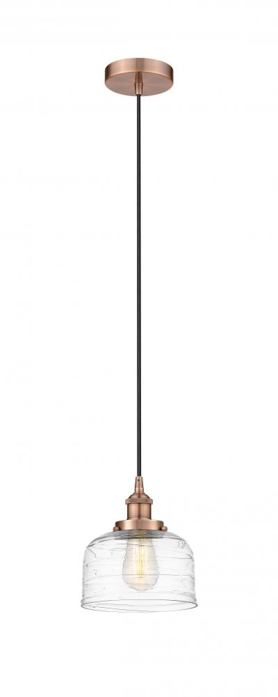 Bell - 1 Light - 8 inch - Antique Brass - Cord hung - Mini Pendant