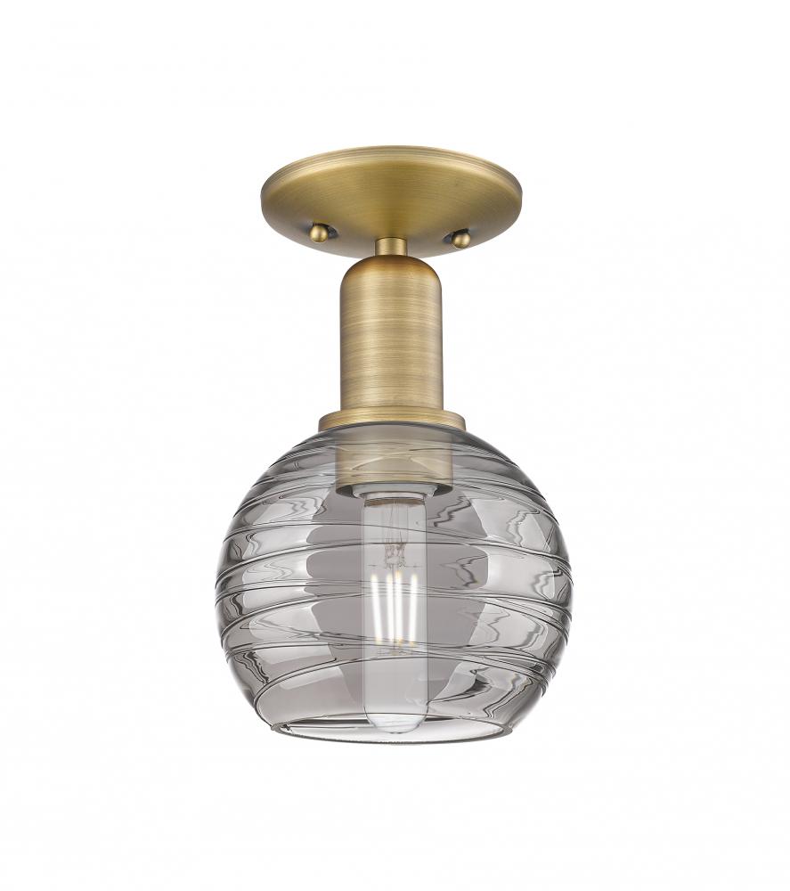 Athens Deco Swirl - 1 Light - 6 inch - Antique Brass - Semi-Flush Mount
