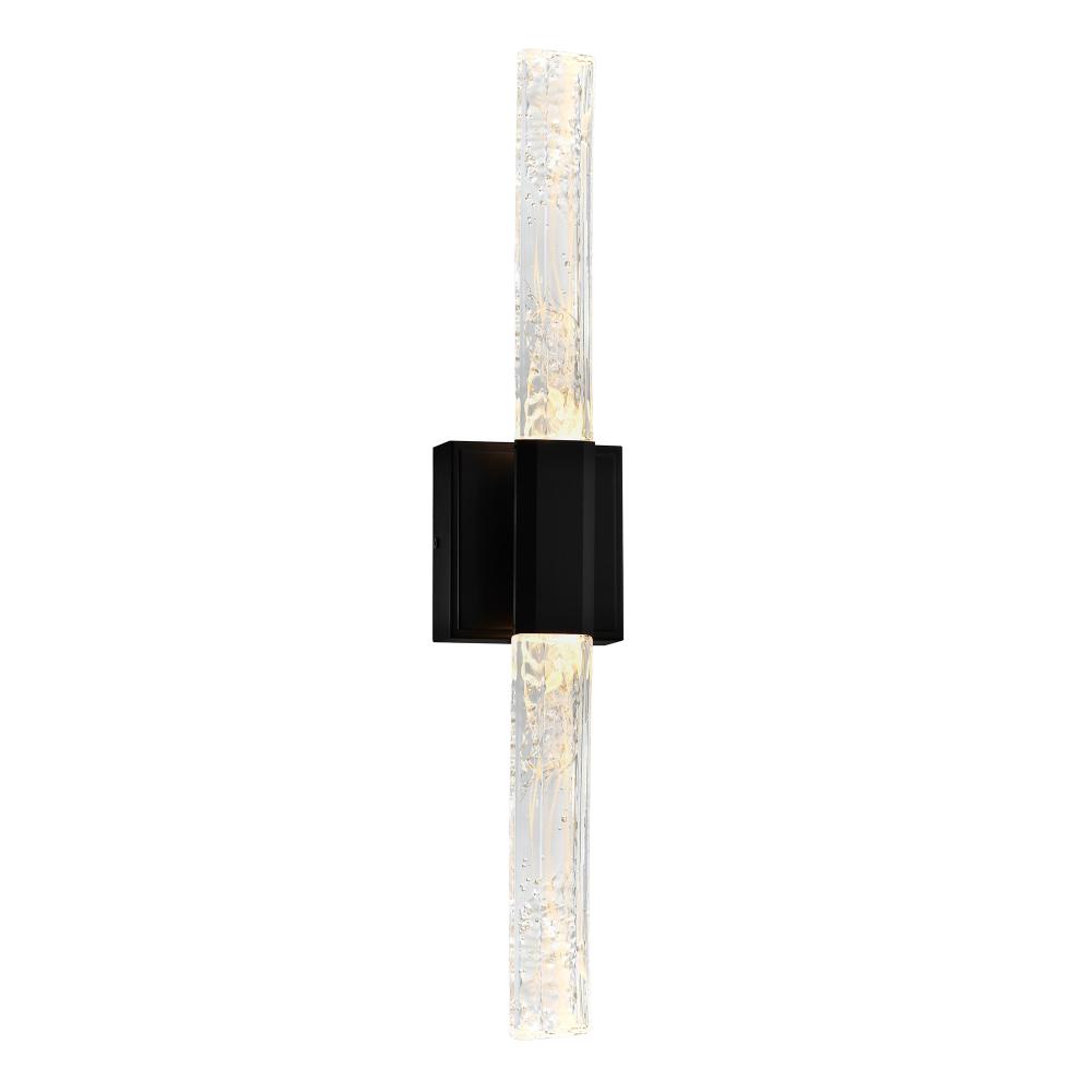 Greta Integrated LED 24in Black Vanity Light with Handcrafted Glass