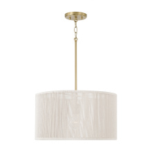 Capital 357914MA - 18" W x 10" H 1-LT Handcrafted Drum Pendant in Matte Brass with Hand-wrapped Bleached Natura