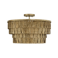 Capital 361641AGO - 20.5" W x 14.5" H 4-Light Dual Mount Tiered Drum Pendant in Textured Ancestral Gold