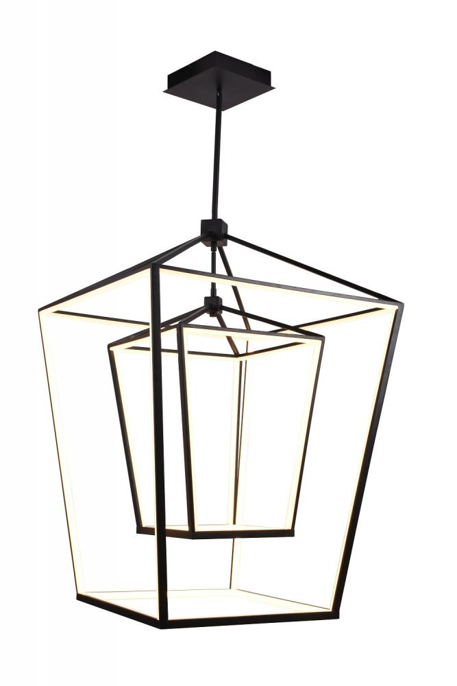Park Ave. 42" LED Large Double Cage Pendant in Black