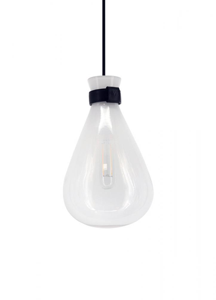Del Mar 12" Pendant in Black with Gradient White Glass