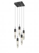 Avenue Lighting HF1900-5-AP-BK - Aspen  5 Light Multi  Pendant in Black  with Bubbled Crystal