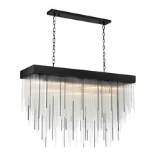 ZEEV Lighting CD10411-17-SBB - Waterfall 48" 17-Light, Glass Dinning Chandelier in Satin Brushed Black