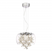 ZEEV Lighting P30077-LED-CH - Destiny 16" LED Crystal Pendant with Glass Shade & Aged Brass