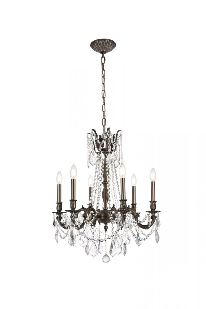 Rosalia 6 Light Pewter Chandelier Clear Royal Cut Crystal