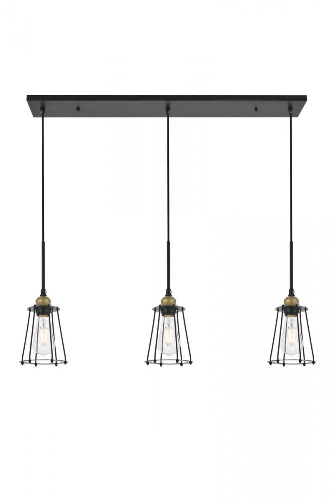 Auspice 3 light brass and black Pendant
