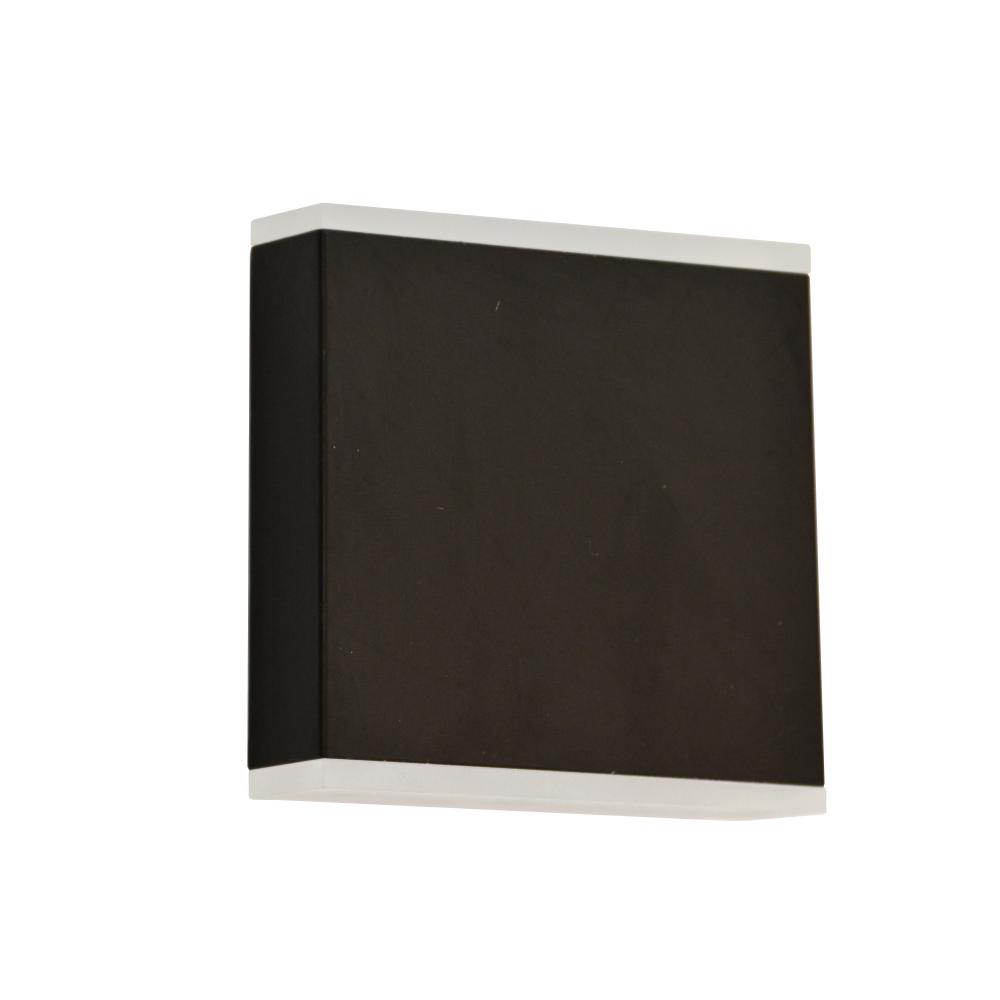 15W LED Outdoor Wall Sconce, Matte Black with Frosted Acrylic Diffuser