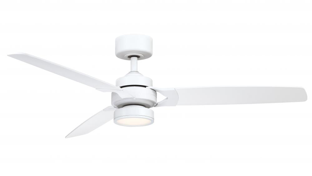 Amped 52 inch Indoor Ceiling Fan with LED Light Kit - Matte White with Matte White blades
